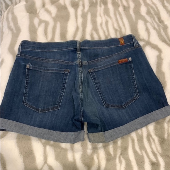 7 For All Mankind Blue Jean Shorts Cuffed Hem - Picture 4 of 4
